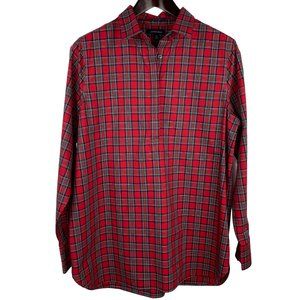 Lands' End Tartan Plaid No Iron Tunic Top Size 14